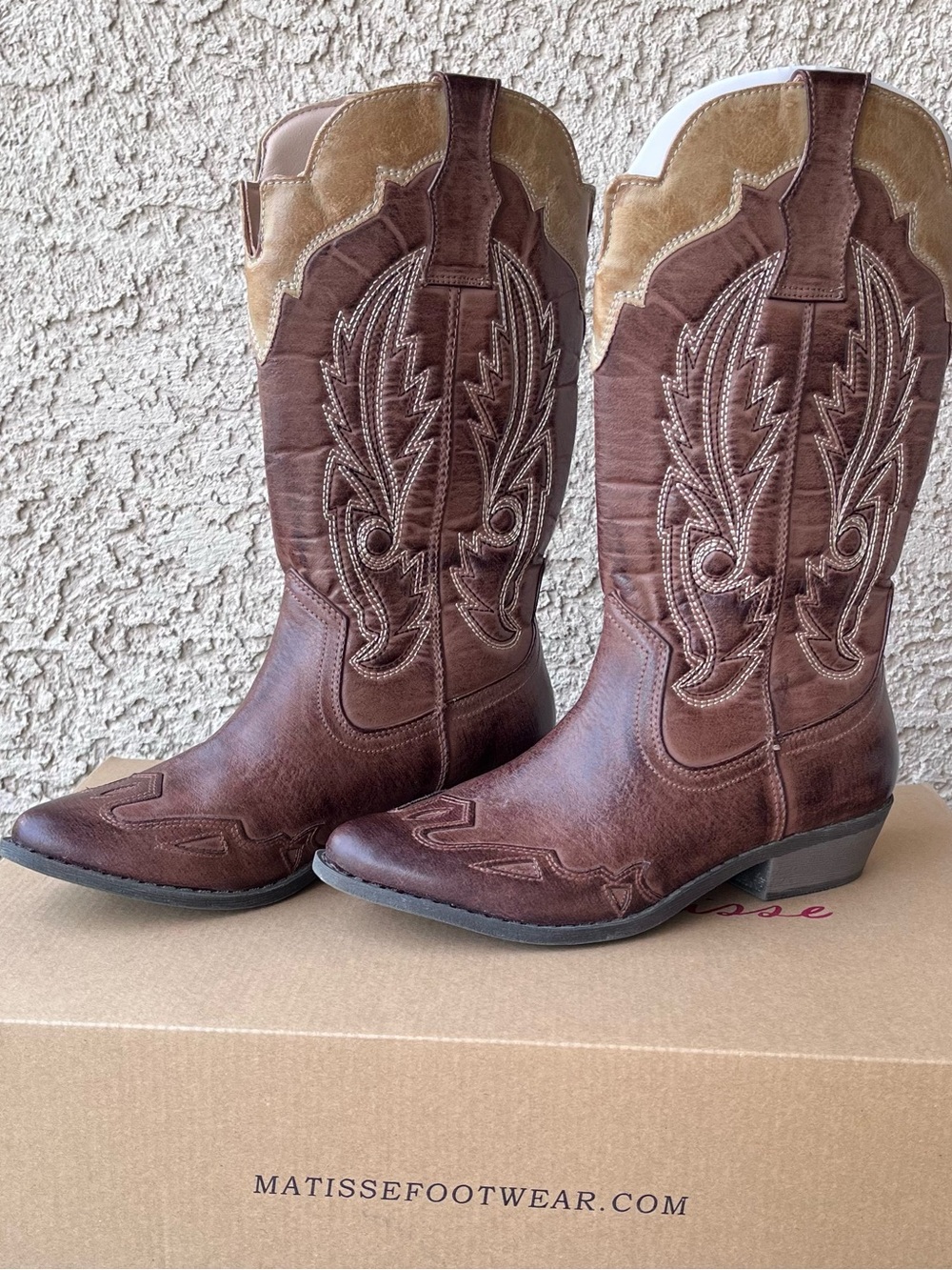 Coconuts by Matisse Cimmaron Western Cowboy Boots Brown Beige Size 6